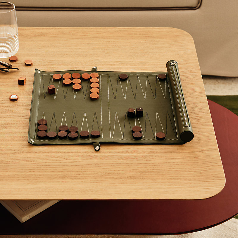 Paris-Louxor foldable backgammon game - Green | Hermès Greece